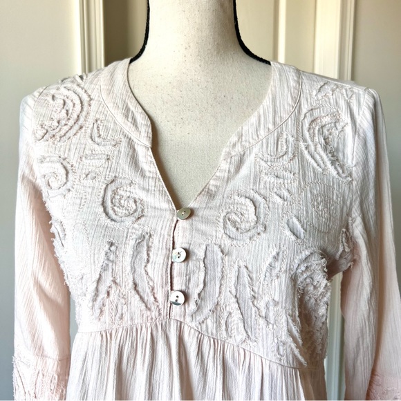 Sundance Embroidered 3/4 Sleeve Cotton High Low Boho Tunic Blouse—SZ. Small - Picture 4 of 14